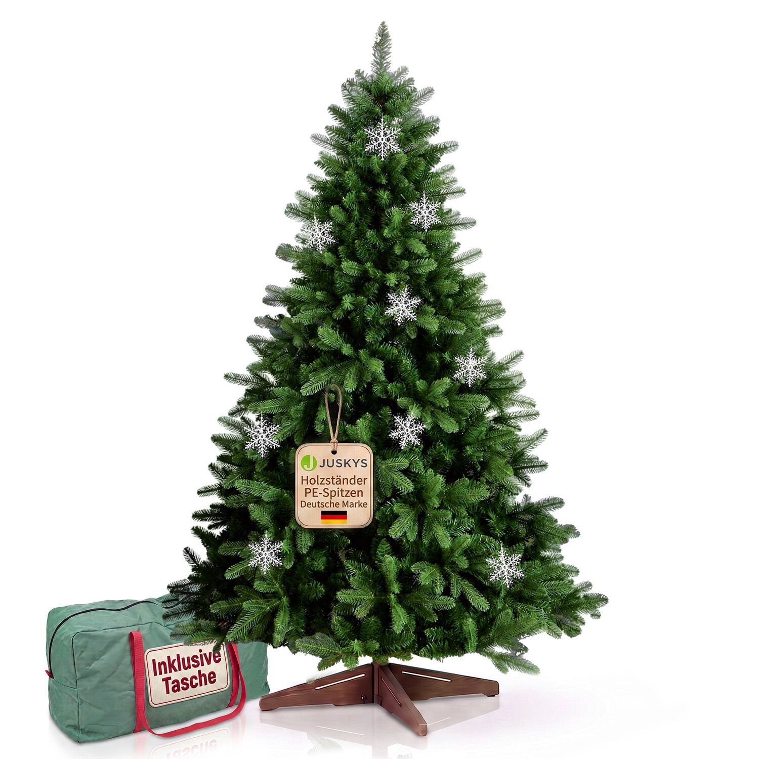 JUSKYS® Künstlicher Weihnachtsbaum Norvi 180 cm inkl. Holzständer