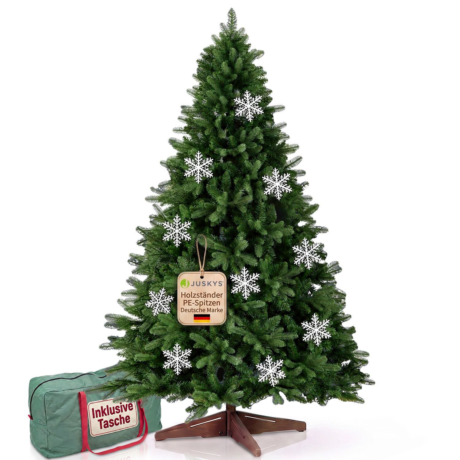 JUSKYS® Künstlicher Weihnachtsbaum Norvi 220 cm inkl. Holzständer