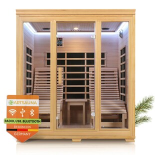 Artsauna Infrarotkabine Wärmekabine Billund Flächenstrahler & Hemlockholz 