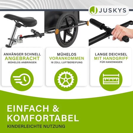 Juskys Transportanhänger Fahrradanhänger 90 Liter - Lastenanhänger mit  Kupplung, Deichsel & Plane bei Marktkauf online bestellen