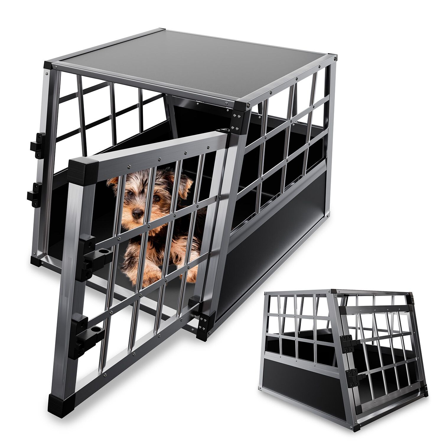 Alu Hundetransportbox M - 69×54×50 cm verschließbar & pflegeleicht - Hundebox für Hunde