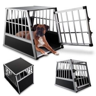 Juskys Alu Hundetransportbox L - 91×71×66 cm verschließbar & pflegeleicht - Hundebox für Hunde 