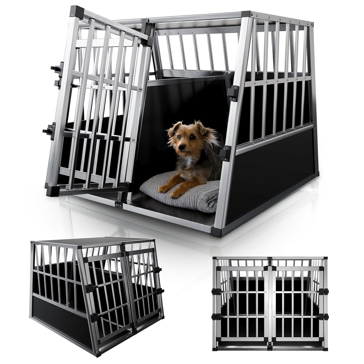 Alu Hundetransportbox XL - 96×90×71 cm verschließbar & pflegeleicht - Hundebox für Hunde