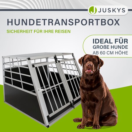 Juskys Alu Hundetransportbox XL - 96×91×70 cm verschließbar & pflegeleicht  - Hundebox für Hunde