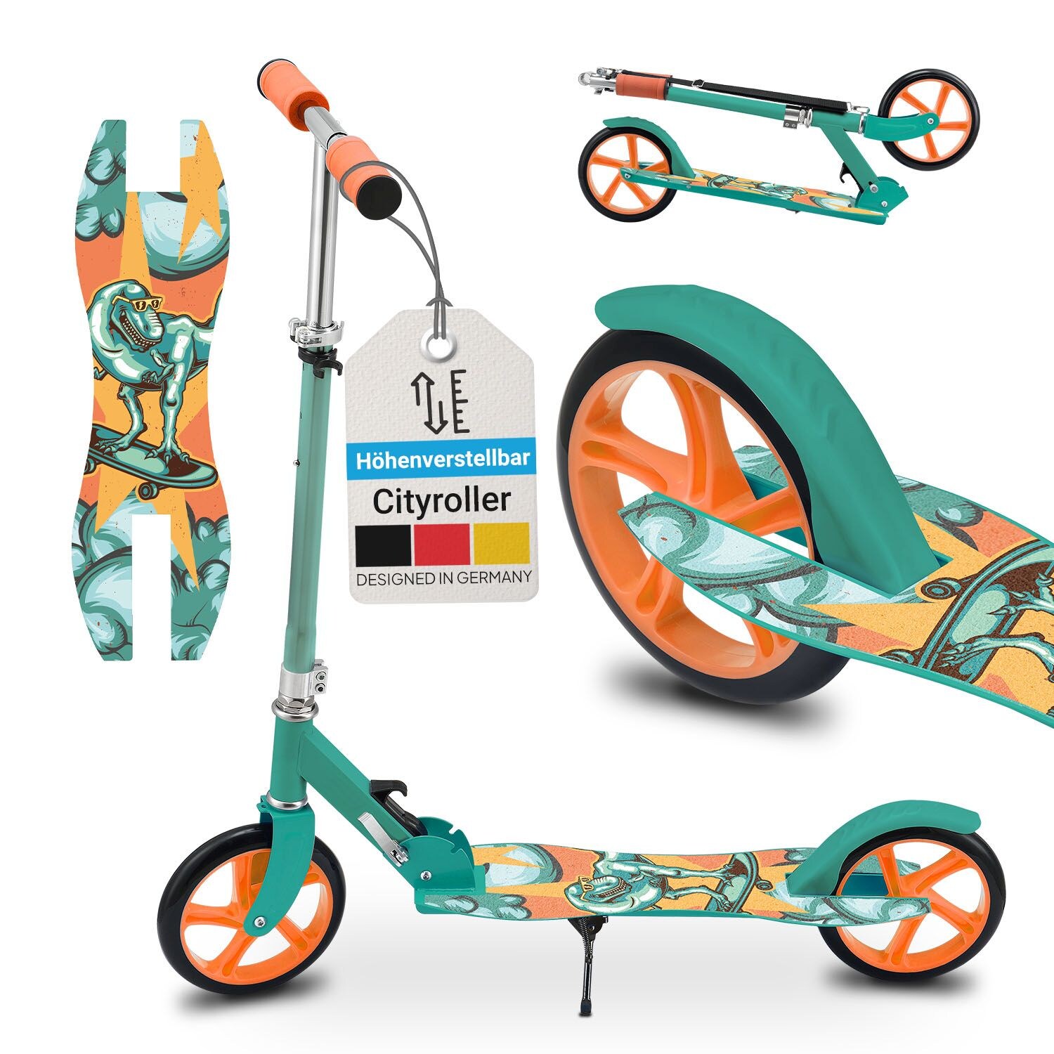 ArtSport Scooter Soccer Cityroller Big Wheel 205mm R&auml;der klappbar h&ouml;henverstellbar Kinder ab 3 Jahre 