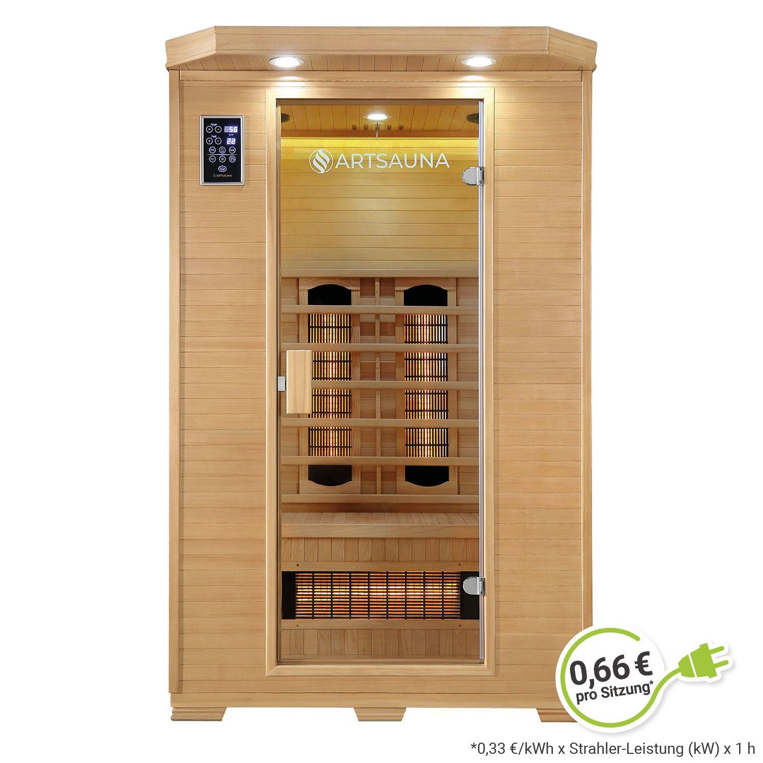 Artsauna Infrarotkabine W&auml;rmekabine Oslo mit Vollspektrumstrahlern & Hemlockholz 