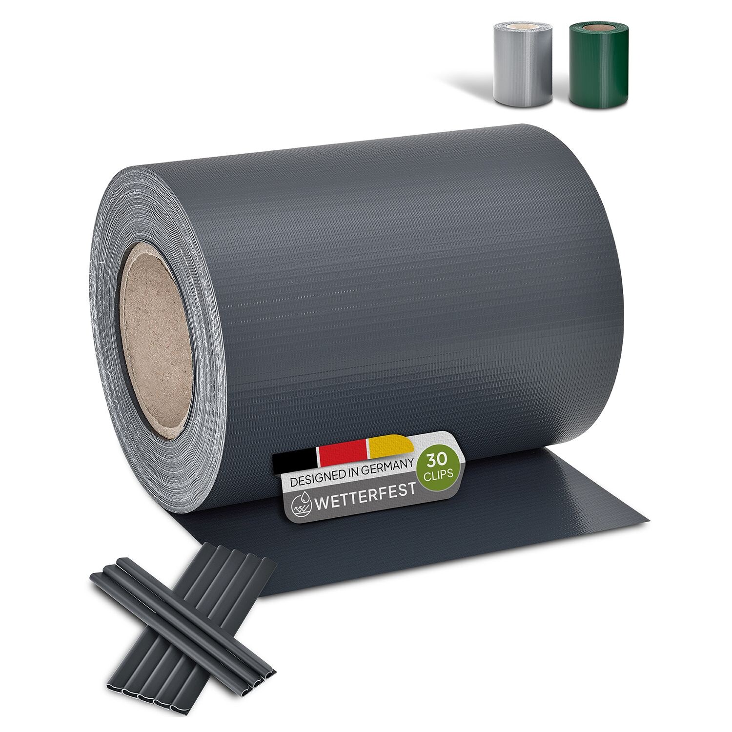 PVC Sichtschutzstreifen Doppelstabmatten Zaun - 35m x 19 cm anthrazit Zaunfolie Sichtschutz