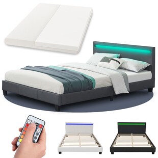 Juskys Polsterbett Paris 140 x 200 cm Einzelbett in dunkelgrau mit Kaltschaummatratze 