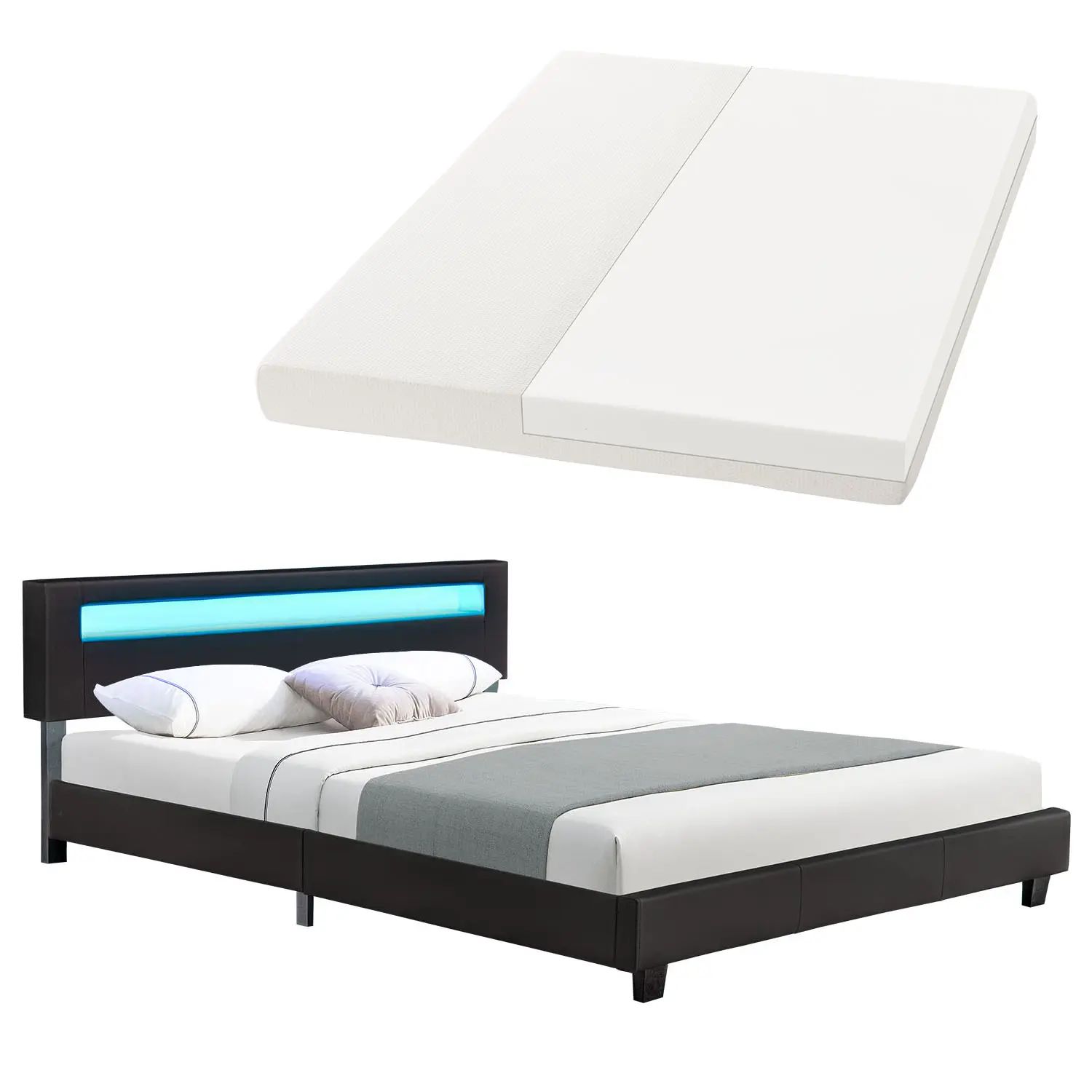 Juskys Polsterbett Paris 160 x 200 cm Einzelbett Doppelbett in schwarz mit Kaltschaummatratze 