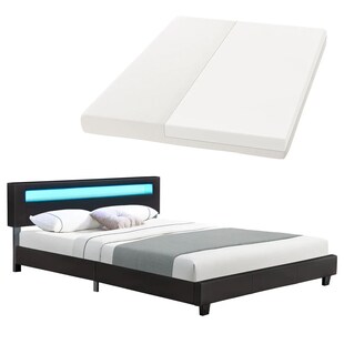 Juskys Polsterbett Paris 160 x 200 cm Einzelbett Doppelbett in schwarz mit Kaltschaummatratze 