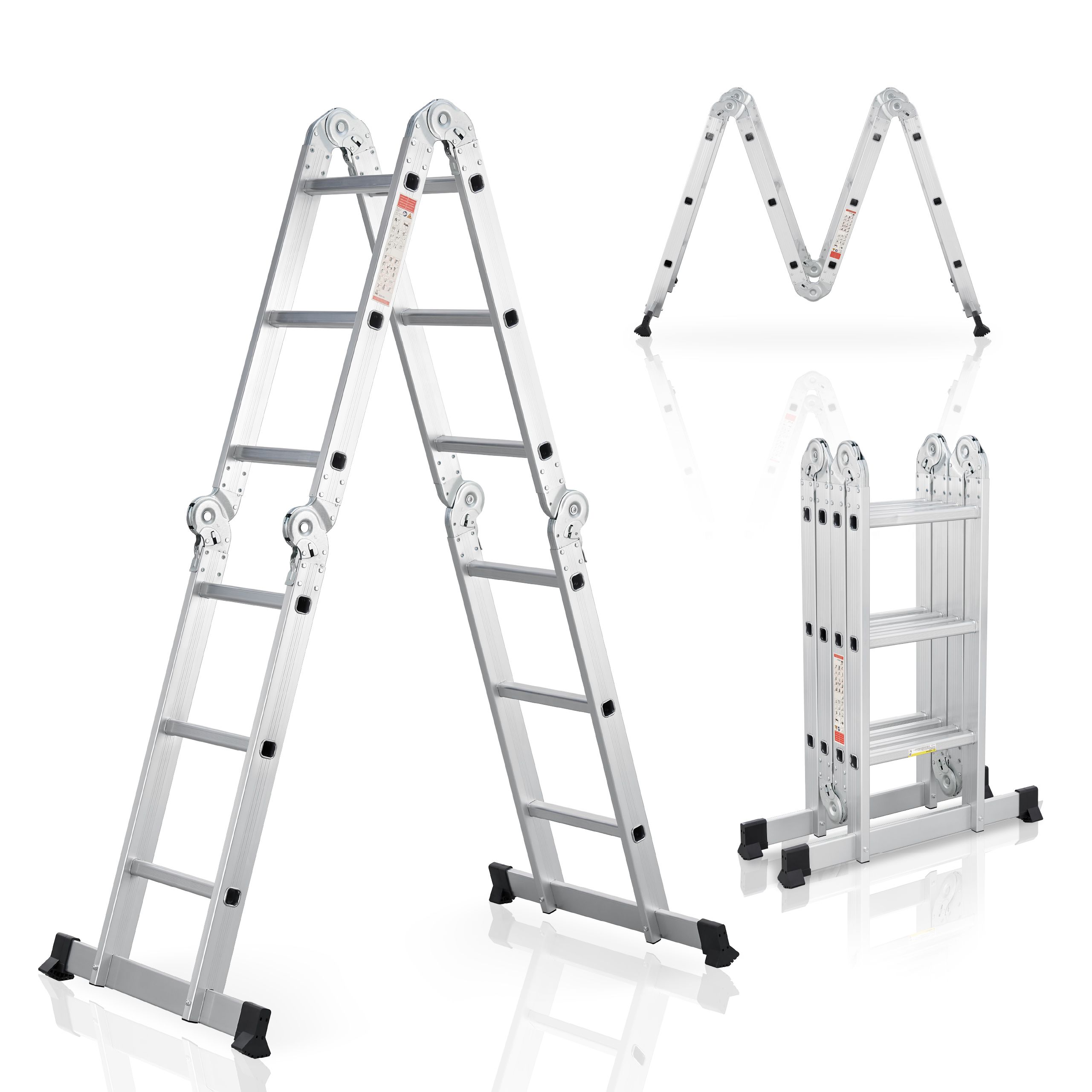 Juskys Aluminium Multifunktionsleiter 3,6m Tragf&auml;higkeit bis 150 kg 