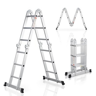 Juskys Aluminium Multifunktionsleiter 3,6m Tragfähigkeit bis 150 kg 