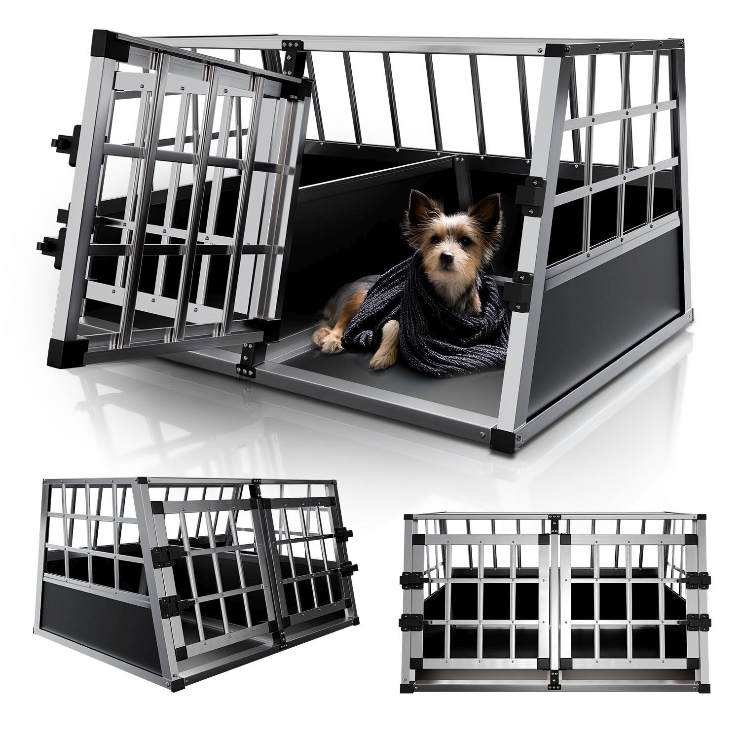 Alu Hundetransportbox L-X - 89x70x51 cm verschließbar & pflegeleicht - Hundebox Hunde