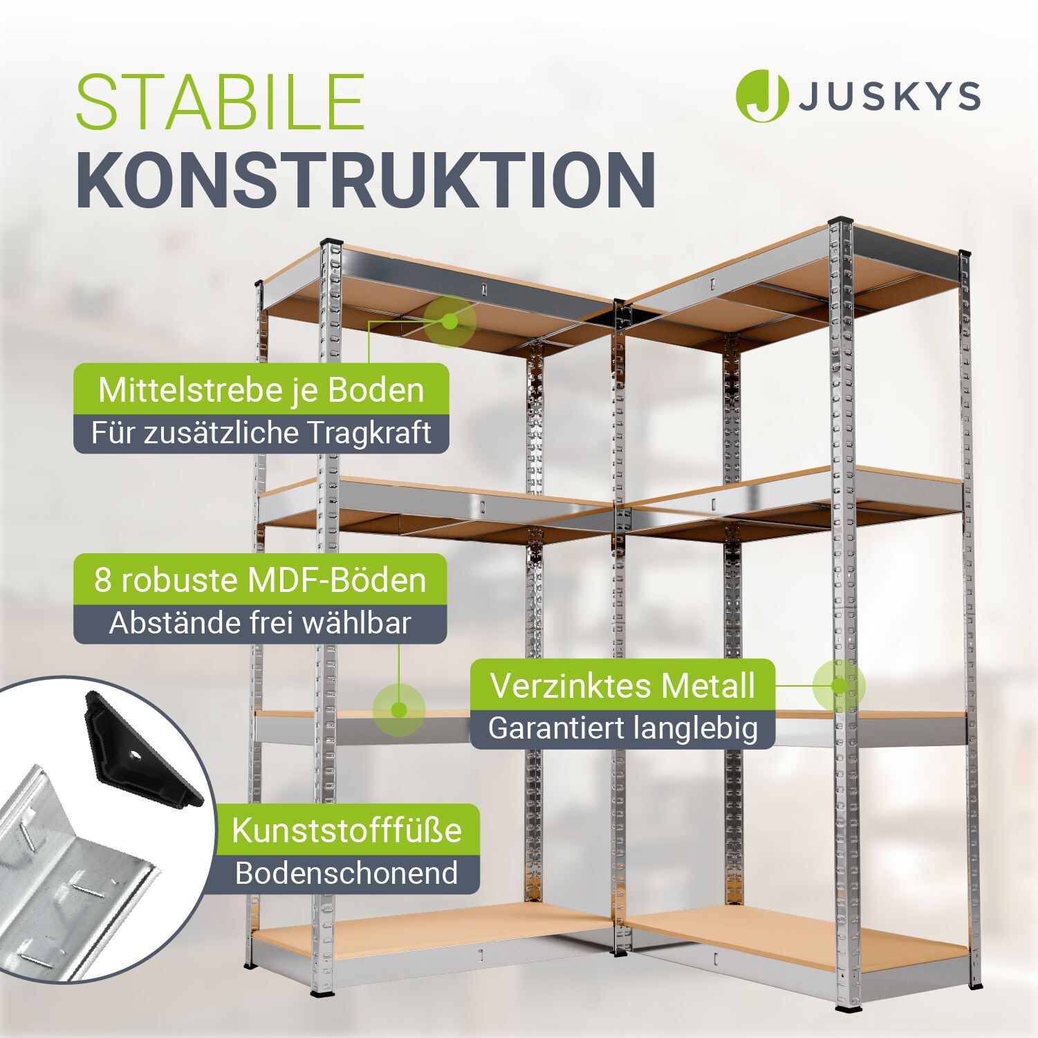 Lagerregal Easy 2er Set – Metall Schwerlastregal 160x80x40 cm, 8 Böden, , verzinkt