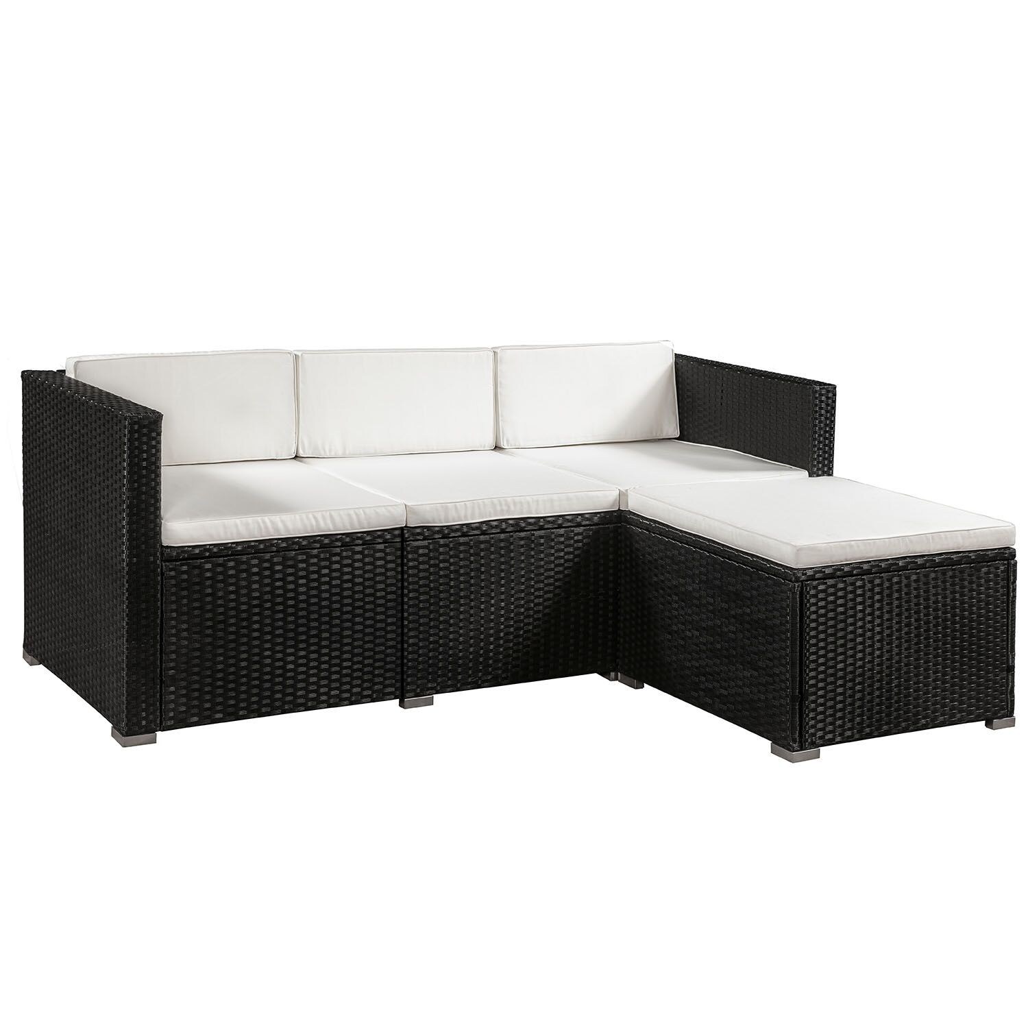 Juskys Polyrattan Lounge Punta Cana L schwarz f&uuml;r 4-5 Personen &ndash; Sessel, Sofa, Tisch & Hocker 