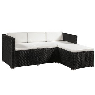 Juskys Polyrattan Lounge Punta Cana L schwarz für 4-5 Personen – Sessel, Sofa, Tisch & Hocker 