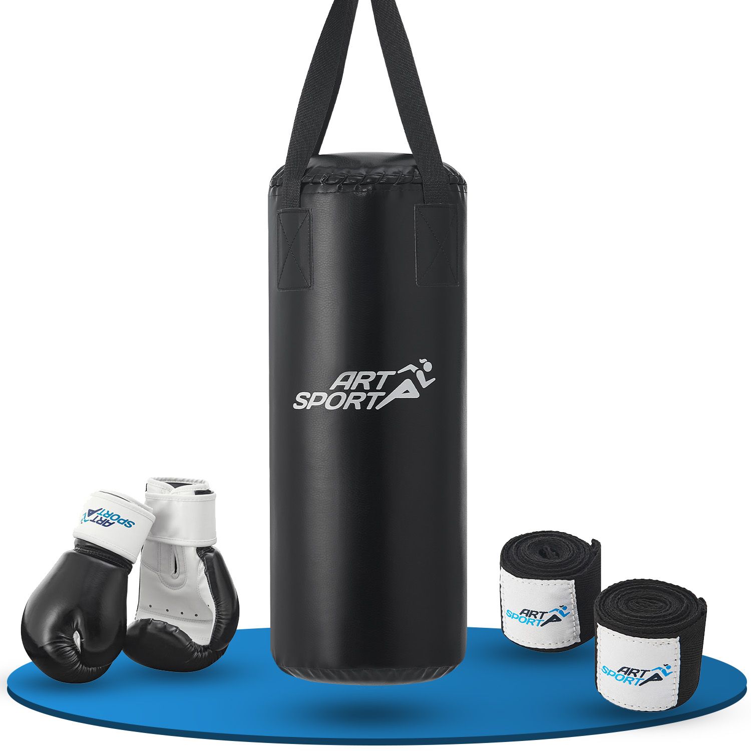 ArtSport Boxsack Set gef&uuml;llt &ndash; Kinder Boxset 10 kg mit Boxhandschuhen, Bandagen, Deckenhalterung 