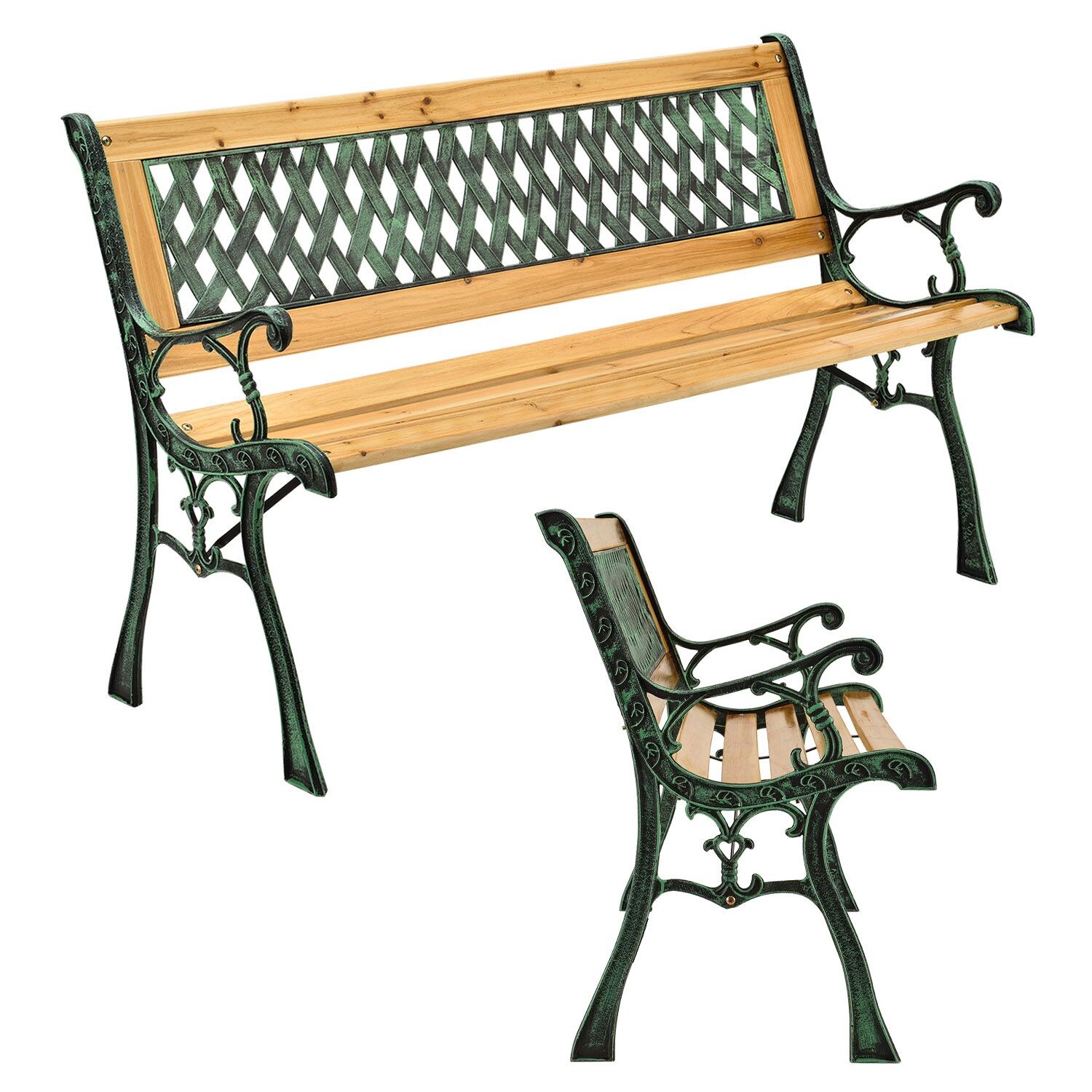 Juskys Gartenbank Pisa &ndash; 2-Sitzer Sitzbank mit Armlehnen & R&uuml;ckenlehne &ndash; 122x54x73 cm 