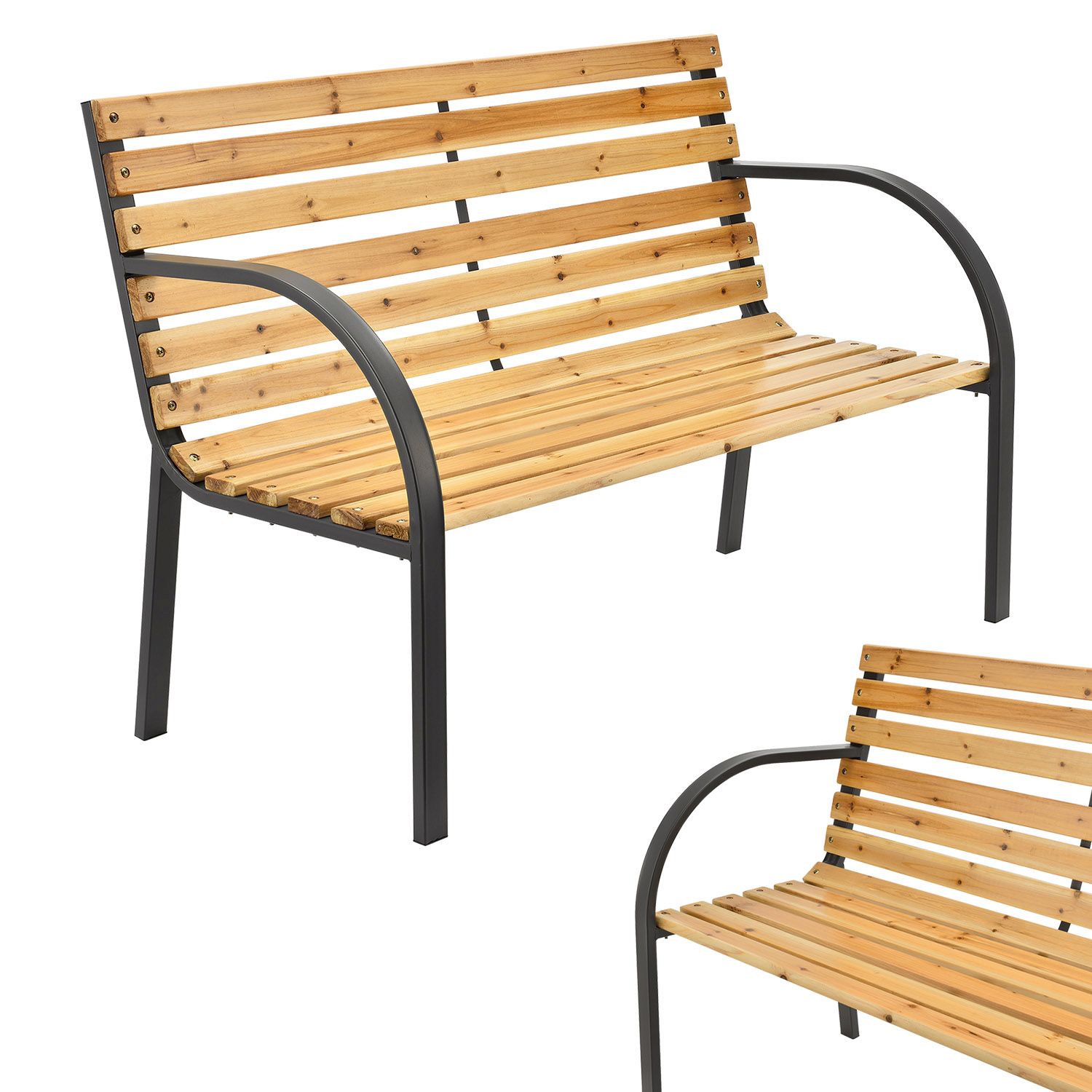 Juskys Gartenbank Modena &ndash; 2-Sitzer Sitzbank mit Armlehnen & R&uuml;ckenlehne &ndash; 120x62x82 cm 