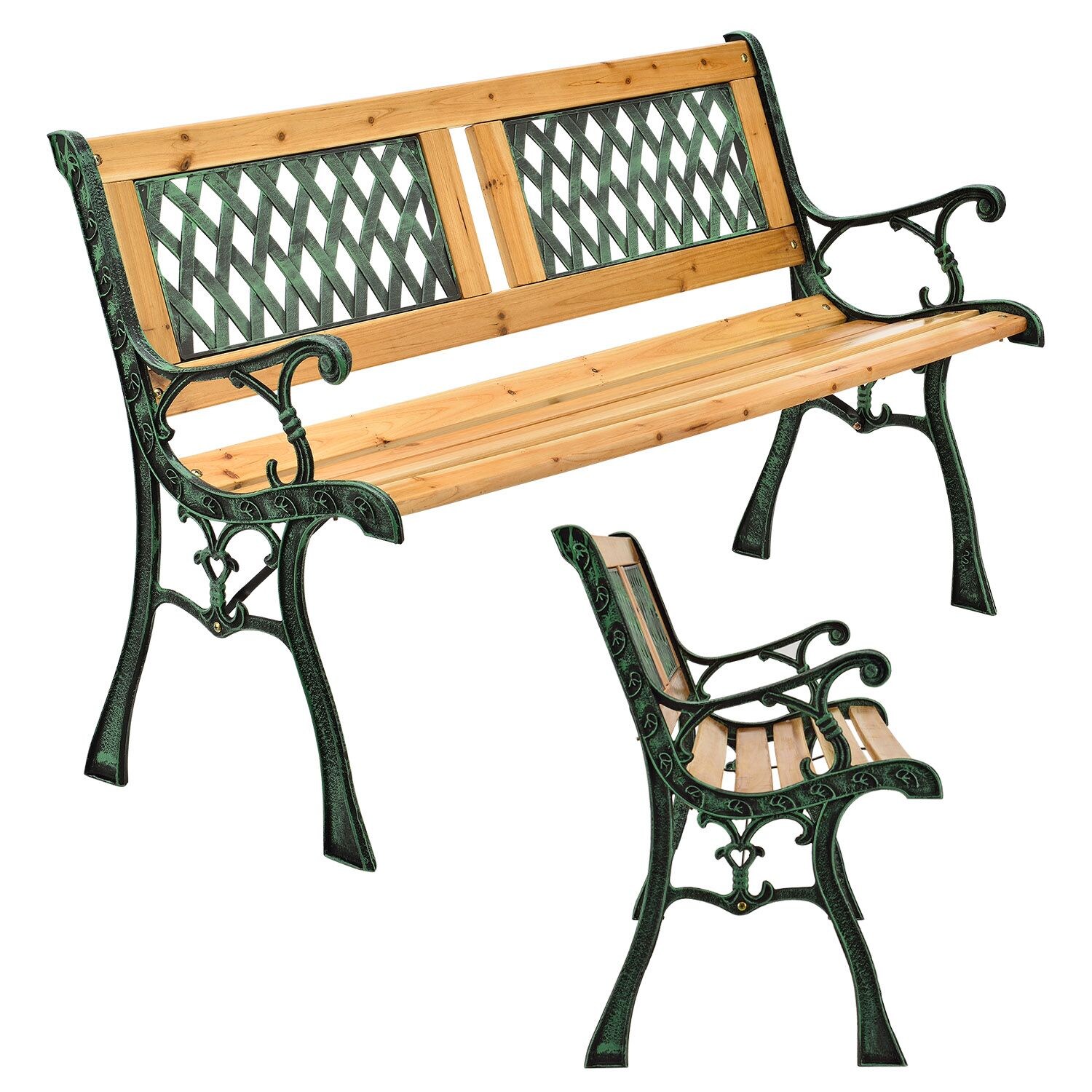 Juskys Gartenbank Sanremo &ndash; 2-Sitzer Sitzbank mit Armlehnen & R&uuml;ckenlehne &ndash; 122x54x73 cm 