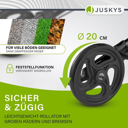 Juskys Rollator Vital faltbar, höhenverstellbar Schwarz bestellen bis aus bei 130 Sitz kg online Marktkauf & mit Aluminium leicht