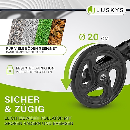 Juskys Rollator Vital faltbar, leicht & höhenverstellbar aus Aluminium bis  130 kg mit Sitz Schwarz bei Marktkauf online bestellen