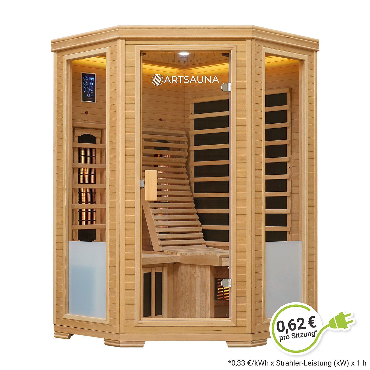 Artsauna Infrarotkabine Aalborg mit Dual-Technologie | 2 Personen W&auml;rmekabine aus Hemlock Holz 