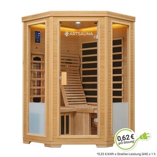 Artsauna Infrarotkabine Aalborg mit Dual-Technologie | 2 Personen Wärmekabine aus Hemlock Holz 