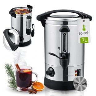 Juskys Glühweinkocher Teramo 7 Liter aus Edelstahl mit Zapfhahn -Heißgetränkespender Glühweinkessel 