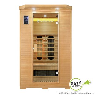 Artsauna Infrarotkabine Oslo mit Triplex-Heizsystem | 2 Personen | Hemlock Holz | 120 x 100 cm 