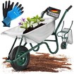 Juskys Schubkarre Garden - 100 Liter - 210 kg - Luftreifen mit Metall Felge - Wanne verzinkt Silber