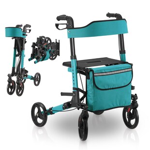 Juskys Rollator Vital faltbar, leicht & höhenverstellbar aus Aluminium bis 130 kg mit Sitz Petrol 