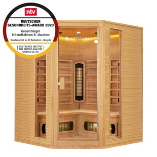 Artsauna Eck Infrarotkabine Nyborg E150V Vollspektrum mit Ambiente Beleuchtung – 4 Personen 