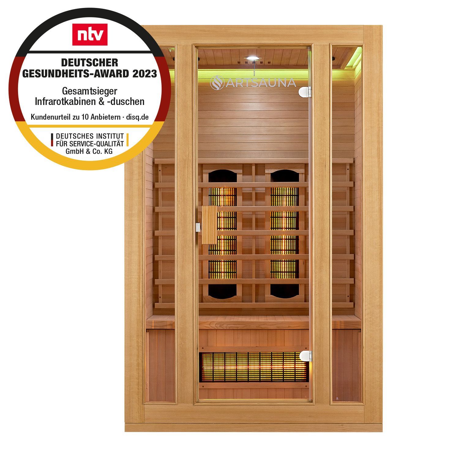 Artsauna Infrarotkabine Nyborg S120V Vollspektrumstrahler & Ambiente LED Beleuchtung &ndash; Kabine f&uuml;r 2 