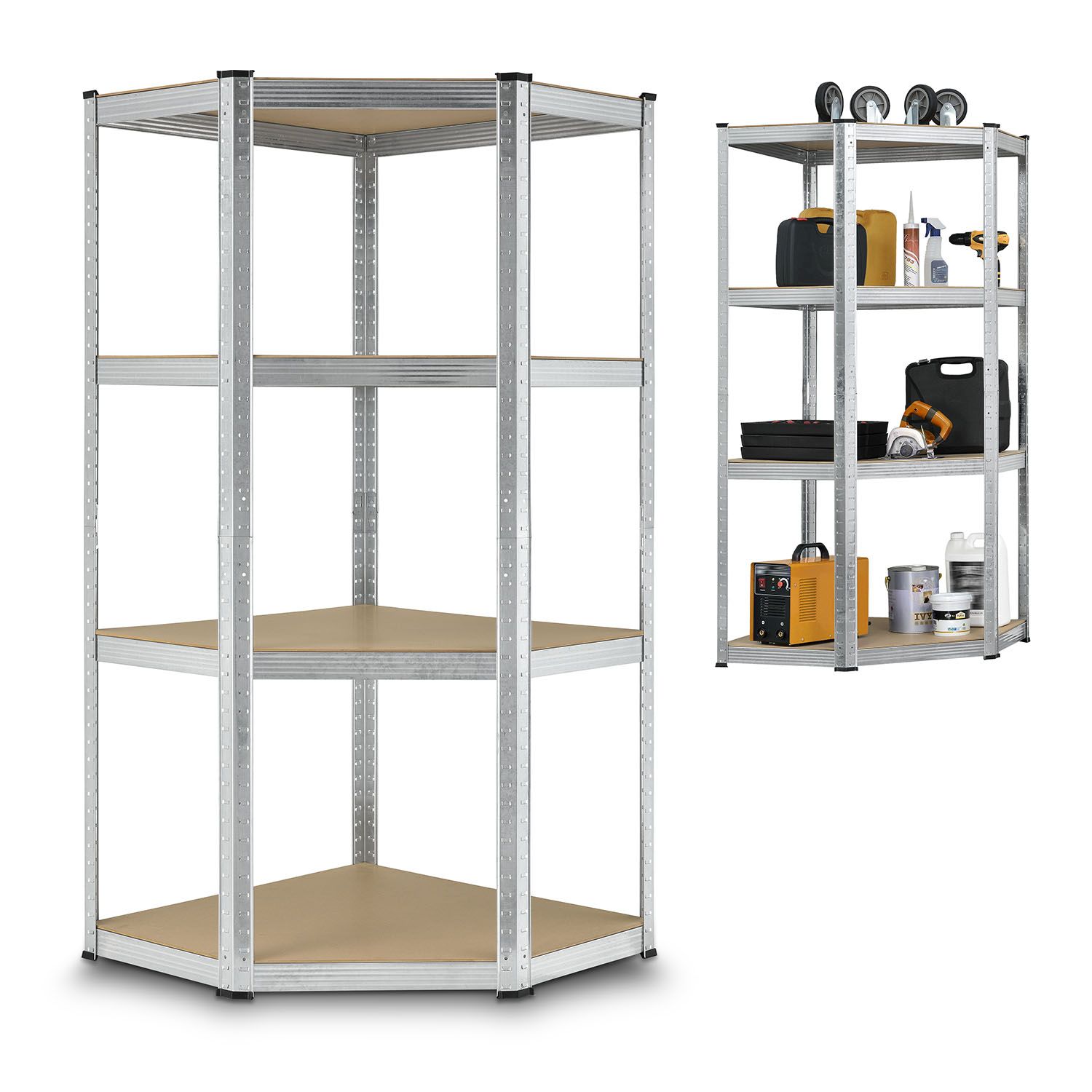 Juskys Lageregal Corner Easy 160 x 75 x 40-75 cm | 320 kg | 4 B&ouml;den | Schwerlastregal Metall 