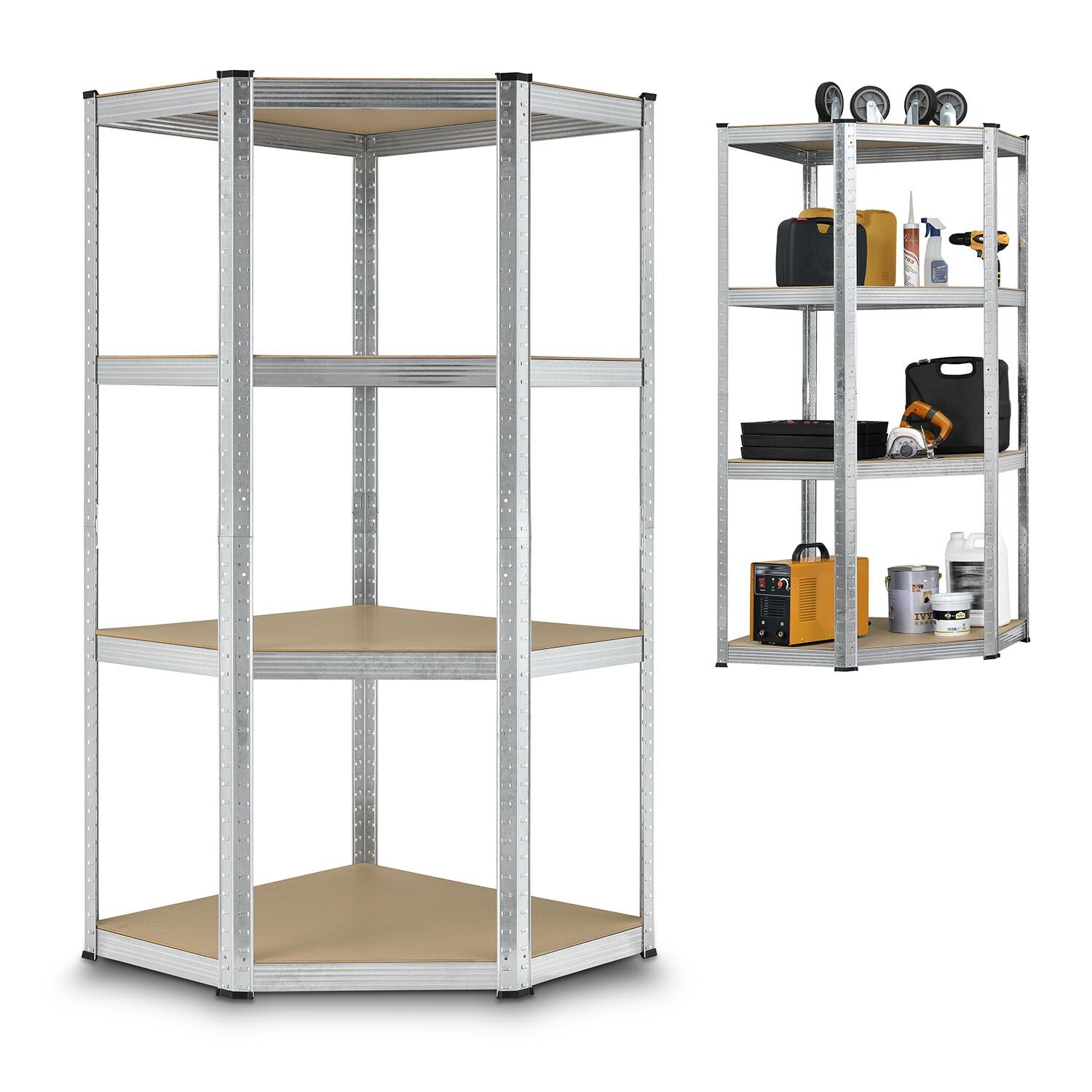 Lageregal Corner Easy 160 x 75 x 40-75 cm      4 Böden   Schwerlastregal Metall