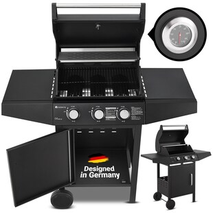 Juskys BBQ Gas-Grill Louisiana, 3 Brenner Grillrost, Deckel mit Thermometer 
