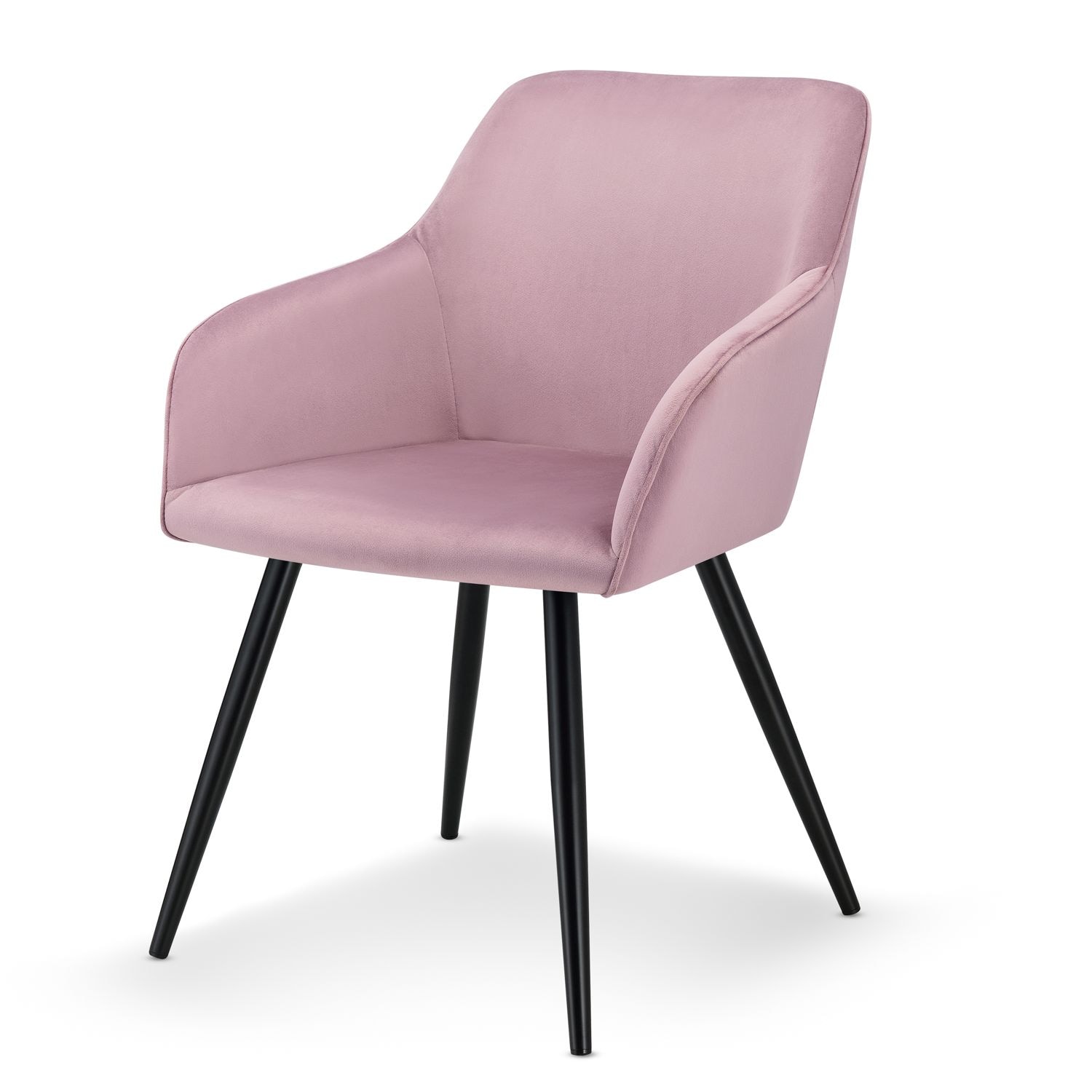 Juskys Esszimmerstuhl Tarje gepolstert mit Armlehnen, kratzfesten Beinen & Samtbezug in Rosa 