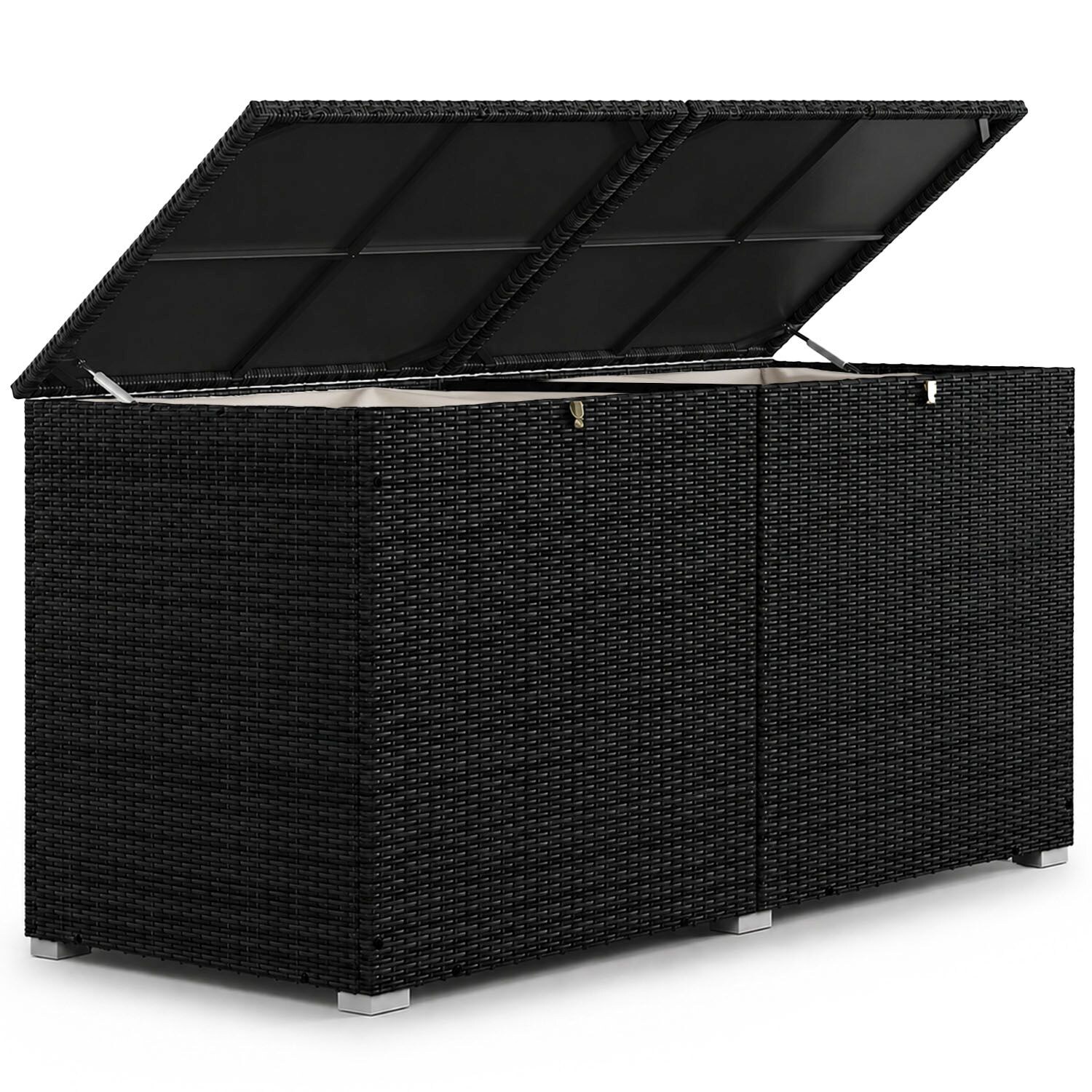 Polyrattan Auflagenbox Ikaria  mit Deckel & Innenplane – Garten Kissenbox Gartenbox