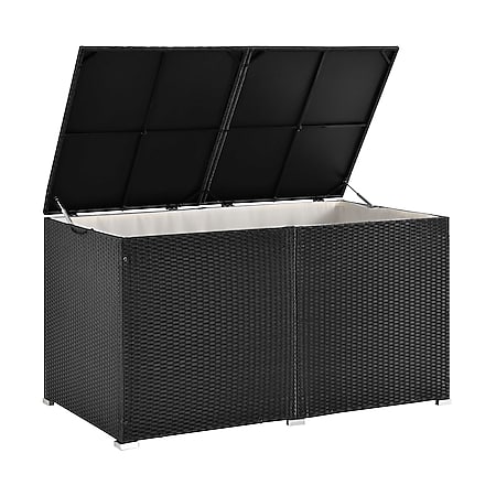 Juskys Polyrattan Auflagenbox Ikaria 950 L mit Deckel & Innenplane – Garten Kissenbox Gartenbox 