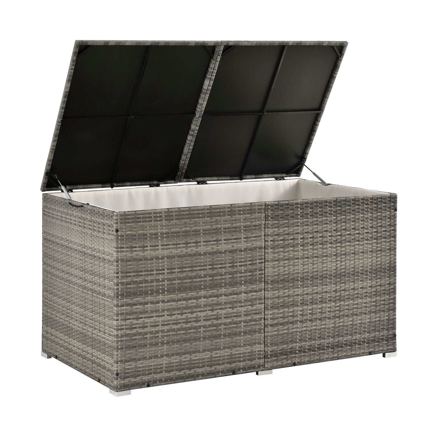Juskys Polyrattan Auflagenbox Ikaria 950 L mit Deckel & Innenplane &ndash; Garten Kissenbox Gartenbox 