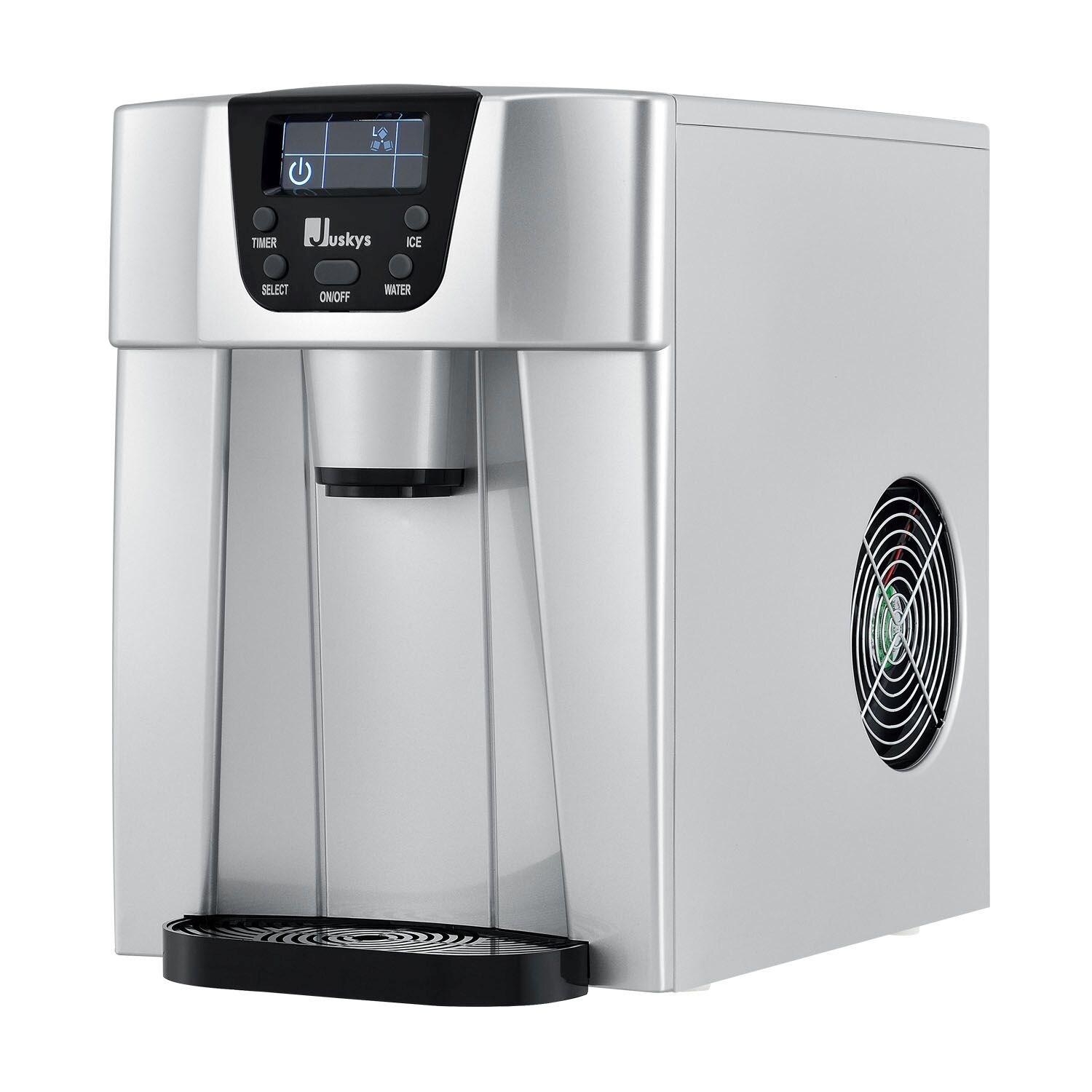 Eiswürfelmaschine PIM – 2 Eiswürfelgrößen, Timer – Elektrischer Eiswürfelbereiter Silber