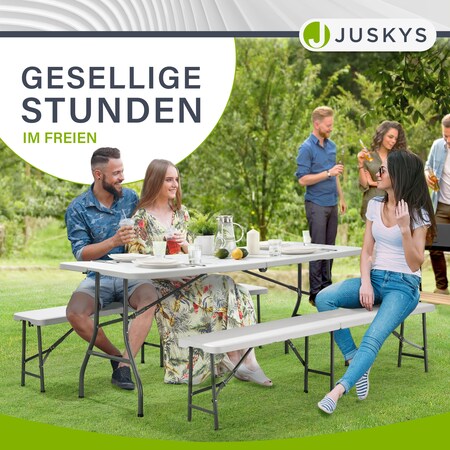 Juskys Bierzeltgarnitur Bayreuth 3-teilig & klappbar 180x70x74 cm  Festzeltgarnitur Tisch & 2 Bänke bei Marktkauf online bestellen