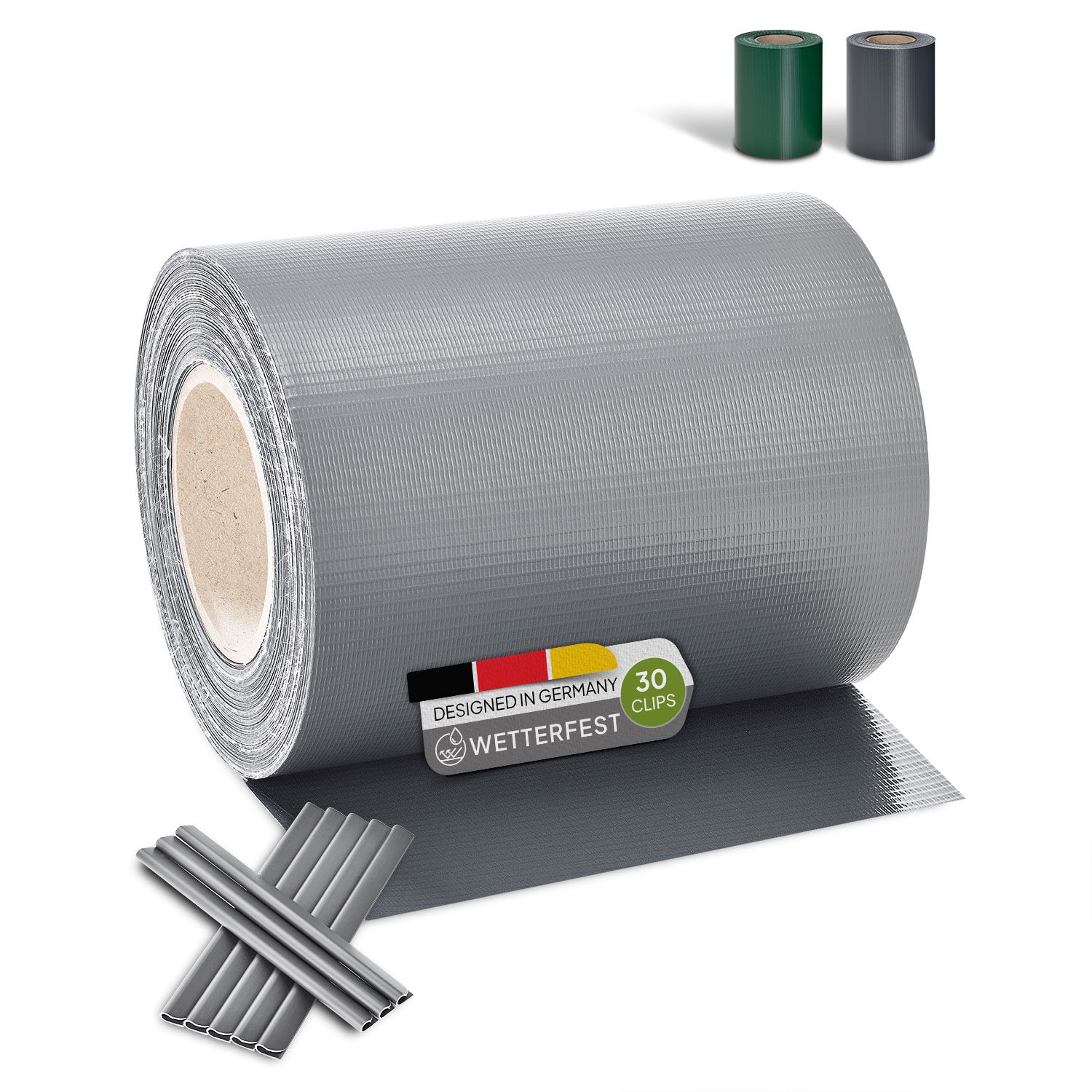 Juskys PVC Sichtschutzstreifen Doppelstabmatten Zaun - 35m x 19 cm hellgrau Zaunfolie Sichtschutz 