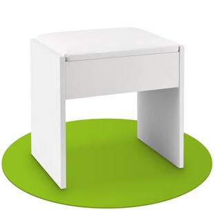 Juskys Schminktisch Hocker Melly aus Holz mit gepolstertem Kissen & Bezug aus Kunstleder in Weiß 