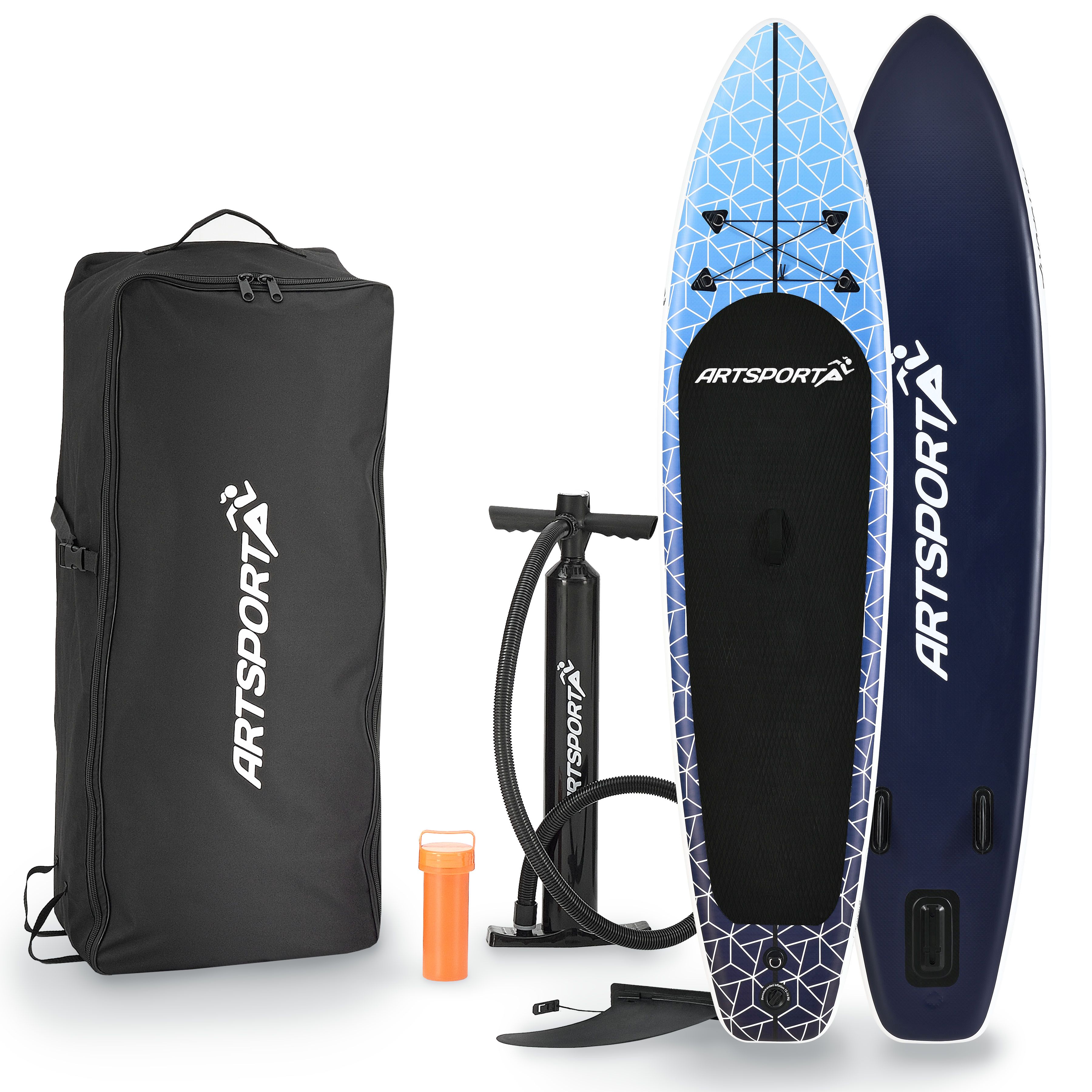 ArtSport Stand Up Paddle Board Deep Ocean &ndash; Aufblasbares SUP Board Set bis 150 kg - Blau-Wei&szlig; 