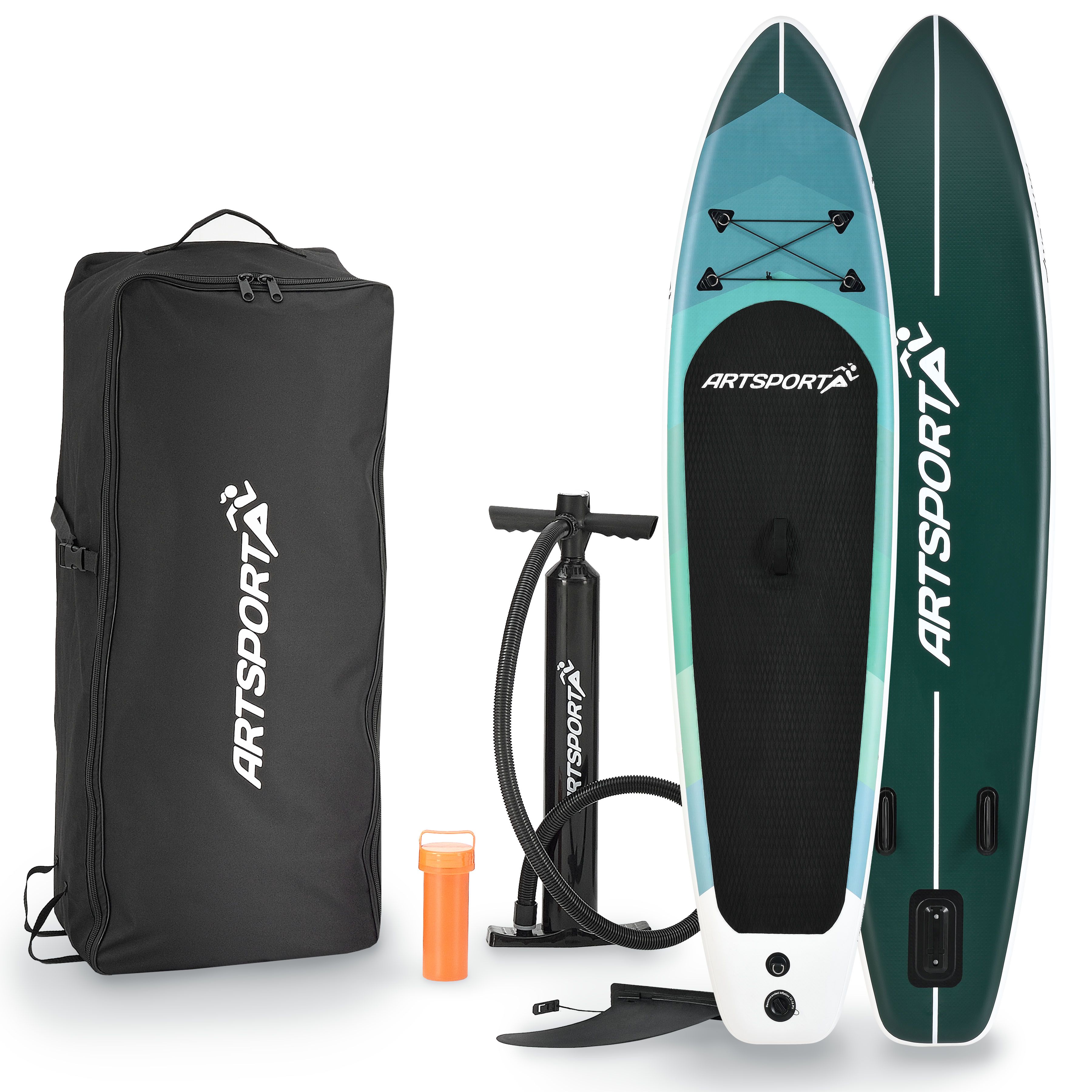 ArtSport Stand Up Paddle Board Blue Wave &ndash; Aufblasbares SUP Board Set bis 150 kg - Blau, Wei&szlig;, Schwarz 