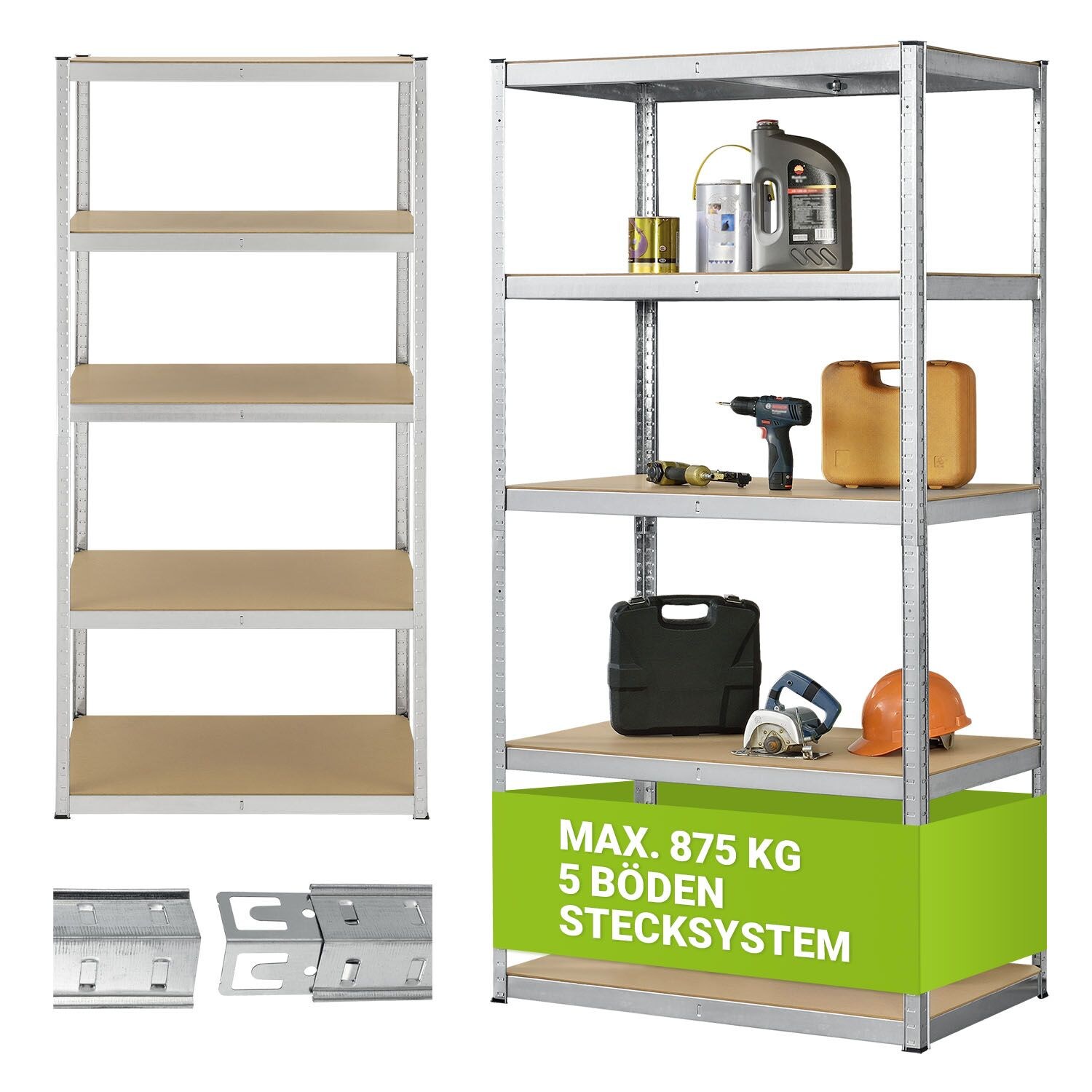 Lagerregal Basic 200x100x60 cm – Metall Schwerlastregal, 5 Böden, , verzinkt