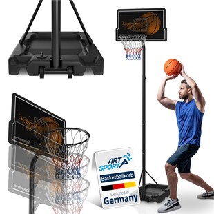 Artsport Outdoor Basketballkorb mit Standfuß & Rädern - 3-fach höhenverstellbar 255 - 305 cm 