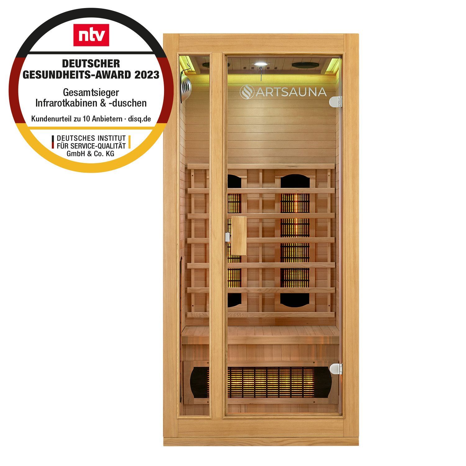 Artsauna Infrarotkabine Nyborg S90V Vollspektrumstrahler & Ambiente LED Beleuchtung &ndash; Kabine f&uuml;r 1 